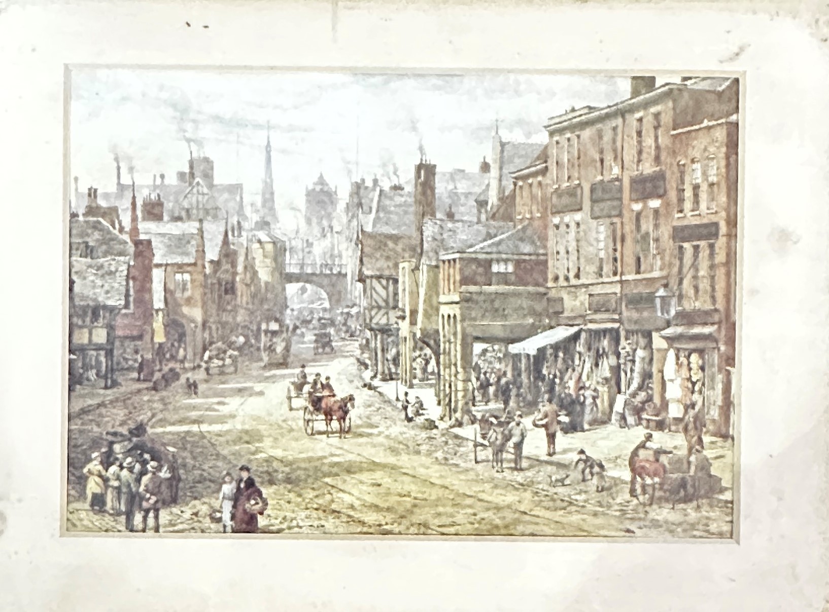 A print in a 19thc mahogany frame, (11cm x 16.5cm, frame 26cm x 32cm)