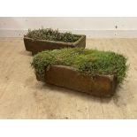 A matched pair of salt glazed stoneware planters, H21cm, L75cm, D41cm