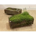 A matched pair of salt glazed stoneware planters, H21cm, L75cm, D41cm