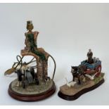 A Border Fine Arts table lamp of a man riding tractor ,"Mind Y'Selves" (missing hen, loss of