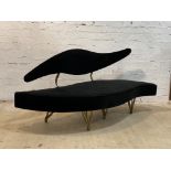 Domus Nova, a pair of Italian designer sofas of abstract form, each upholstered in black velvet