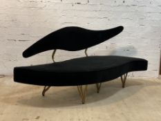 Domus Nova, a pair of Italian designer sofas of abstract form, each upholstered in black velvet
