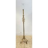 A wrought metal and gilt painted candelabra style standard light, H160cm (excluding shade holder)