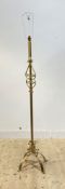A wrought metal and gilt painted candelabra style standard light, H160cm (excluding shade holder)
