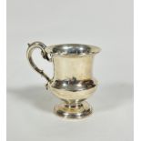 A William IV London silver christening cup with chased C scroll handle to side, of baluster form,