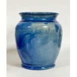 A large blue glazed Scottish Dunmore pottery vase with flared rim and stamp to base, H23.5cm