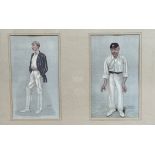 Spy (Leslie Ward for Vanity Fair) oak glazed mounted frame containing two Spy prints depicting