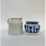 A blue and white Brown-Westhead Moore and Co Satsuma pot (h- 15cm) together with a large white