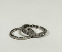 An Edwardian white metal diamond eternity style ring with later added plain panel to ring, set