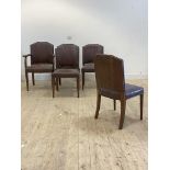 A set of five (4+1) leather upholstered dining chairs, early 20th century, H96cm, W64cm, D50cm