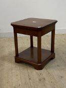 A cherry wood two tier lamp table, H65cm, 57cm x 57cm