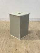 A white painted pine laundry box with lift of lid, H62cm, 38cm x 38cm