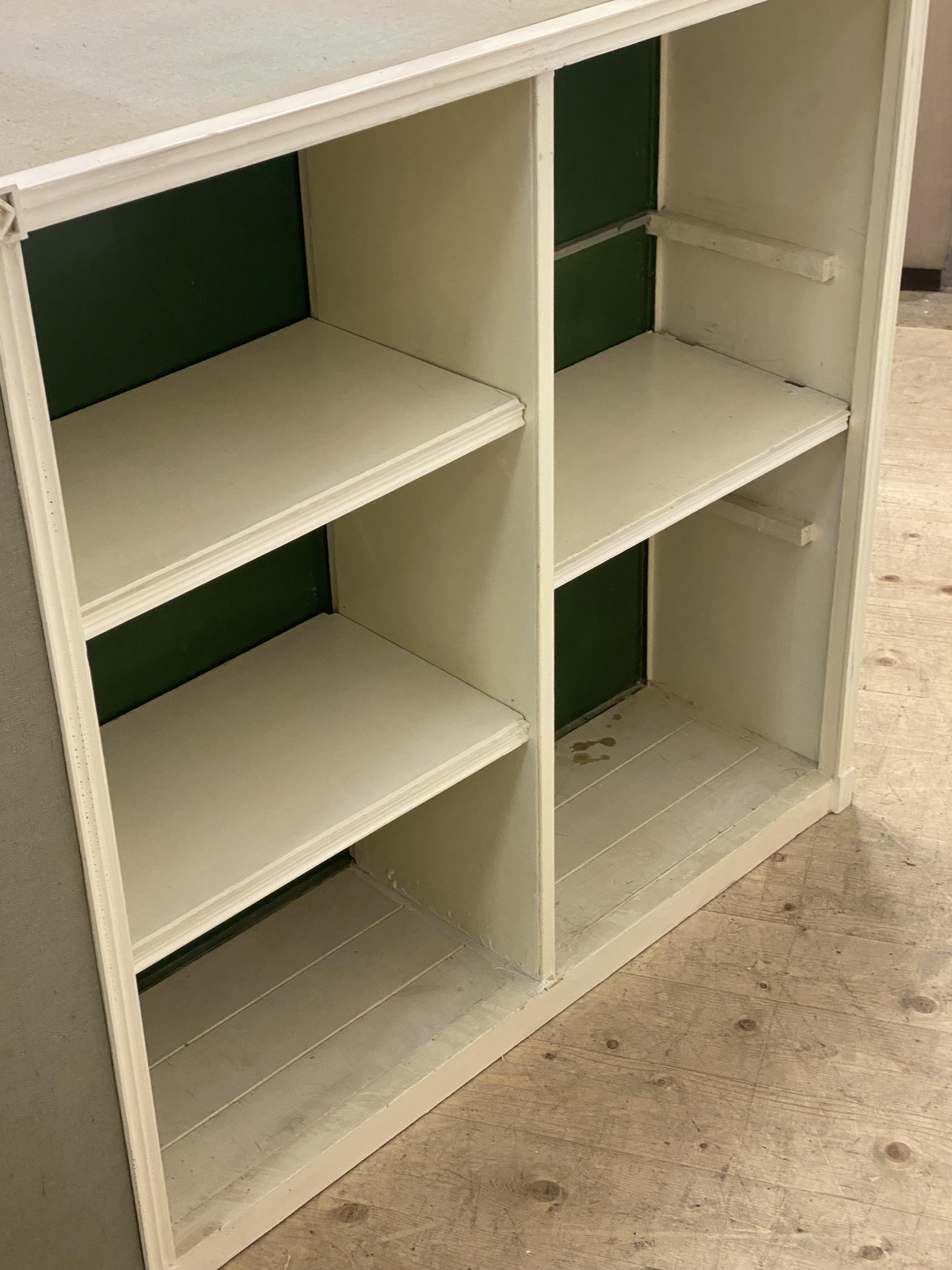 A 20th century white painted pine centre library bookcase, fitted with adjustable shelves all round, - Image 3 of 3