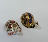 A limited edition Royal Crown Derby 'Garden Snail' paperweight (w- 13cm) and a Royal Crown Derby