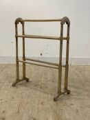 An early 20th century bleached walnut five rung towel rail, H80cm, W65cm, D28cm