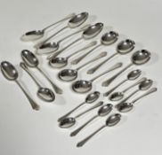 A set of four Mappin & Webb Sheffield 1946 silver Onslow style pattern table spoons, a set of six