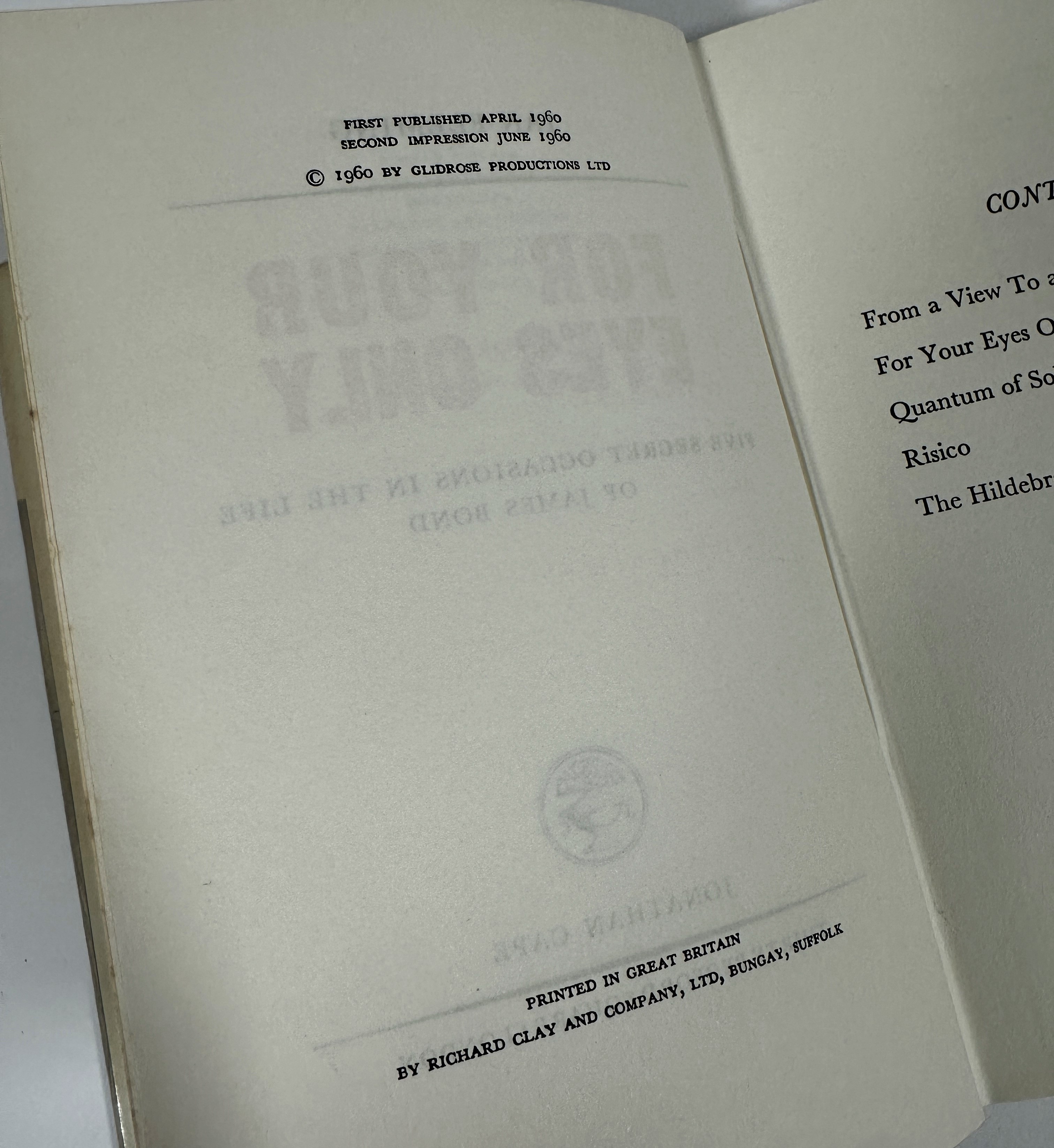 James Bond Interest:- Ian Fleming, For Your Eyes Only, Richard Clay & Co Ltd Suffolk, 1960, complete - Image 3 of 13