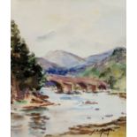 John Kidd Maxton, (Scottish, 1878-1942) Old Bridge of Dee, Braemar, watercolour, signed bottom