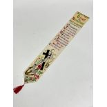 A late 19thc woven silk bookmark, May the Giver and Receiver Meet in Heaven, complete with