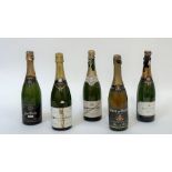 A group of three vintage bottles of champagne, Bouvet Brut, Delamotte, Charles Heidsieck, Jean