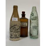A 19th century stoneware ginger beer bottle, inscribed The Edinburgh and Leight aerated water,