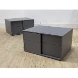 A pair of quality contemporary grey laminate bed side chests, each fitted with two drawers, H35cm,