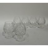 A group of six Webb Corbett crystal glass brandy glasses (h- 12cm, w- 8cm)