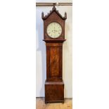 A William IV mahogany Scottish longcase clock, circa 1830-39, the crenellated pediment over hood