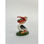 A Lorna Bailey pottery colour sample prototype figure of a Pelican with orange and red beak and