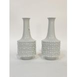 Ludwig Zepner for Meissen, a pair of 20th century white porcelain structural bottle neck vases,