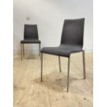 Ligne Roset, a pair of contemporary side chairs, grey canvas upholstered seat and back raised on