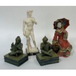 A mixed group comprising a pair of 1996 Accoutrements science fiction bookends (h- 18cm w- 12cm),