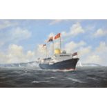 John J Holmes, 20th/21stc, The Royal Yacht Britannia off the Coast of the Isle of Wight, with