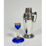 A Sheffield 1920 silver blue guilloche enamelled single dressing table candlestick, the silver top