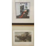After Francis Campbell Boileau Cadell, Marble Mantel Piece, framed print, and After W H Bartlett,