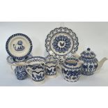 Emma Bridgewater, hen blue and white part breakfast set comprising two plates (w- 28cm), a teapot (