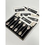 A set of six 2004 London silver specimen teaspoons, knop spoons including acanthus spoon, originally