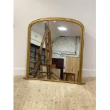 A Victorian style gilt framed overmantel mirror with arched top 123cm x 124cm