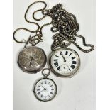 An Edwardian Chester silver open face pocket watch retailed by H Whiteman, Station Street Kirby