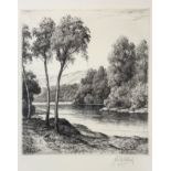 John Fullwood, FSA RBA (British, 1854-1931) The River Tummel, Pitlochery, drypoint, signed in pencil