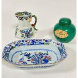 A Mason's ironstone rectangular serving dish decorated with exotic bird design, and a Mason's