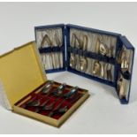 A set of six Epns teaspoons and pastry forks, complete with original fitted case and a set of six