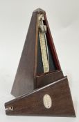 A mid-20th century French wooden cased Maelzel Paquet metronome (h- 22cm)