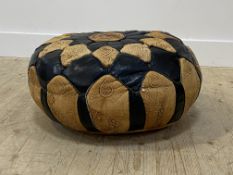 A vintage North African sectional leather Pouffe, D56cm