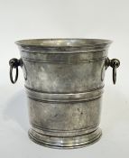 A French pewter/tin ice bucket with chased banding and loop handles (marked verso 'Etain Paris') (h-