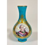 A Sevres 19thc baluster vase decorated with portrait panel possibly of Louis XIV enclosed within a