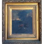 19thc School, Farmer in Landscape, oil on canvas, unsigned, in gilt composition frame (34cm x 29cm)
