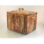 A large Scottish treacle and spinach glazed pottery bread bin, late 19th century, of rectangular
