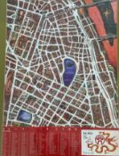 An aerial map of Hanoi, in ebonised glazed frame (80cm x 58cm)