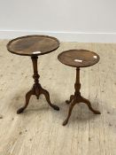 An early 20th century walnut wine table or triple splay supports, H51cm together with another wine